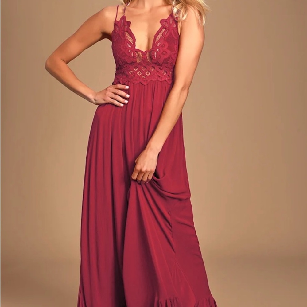 Free People Adella Maxi Dress wine color
